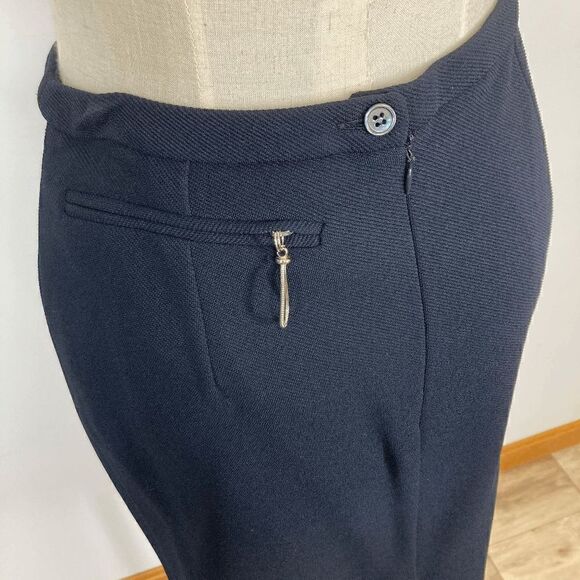Gianfranco Ferre XS Navy Pencil Skirt Pocket 1980s Vintage Office Workwear Boss - Picture 8 of 8